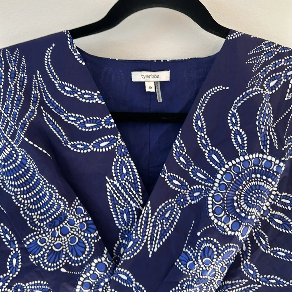 Tyler Boe Beautiful Blue Dress size 10 100% Cotton Natural Fibers - Picture 3 of 8